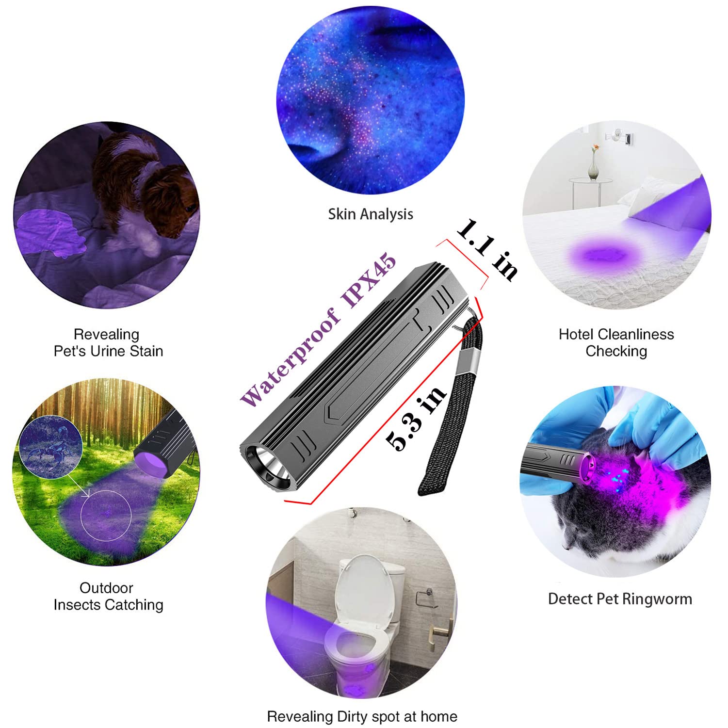 Denlydom Wood's UV Lamp compact aluminum body for durable travel companion.