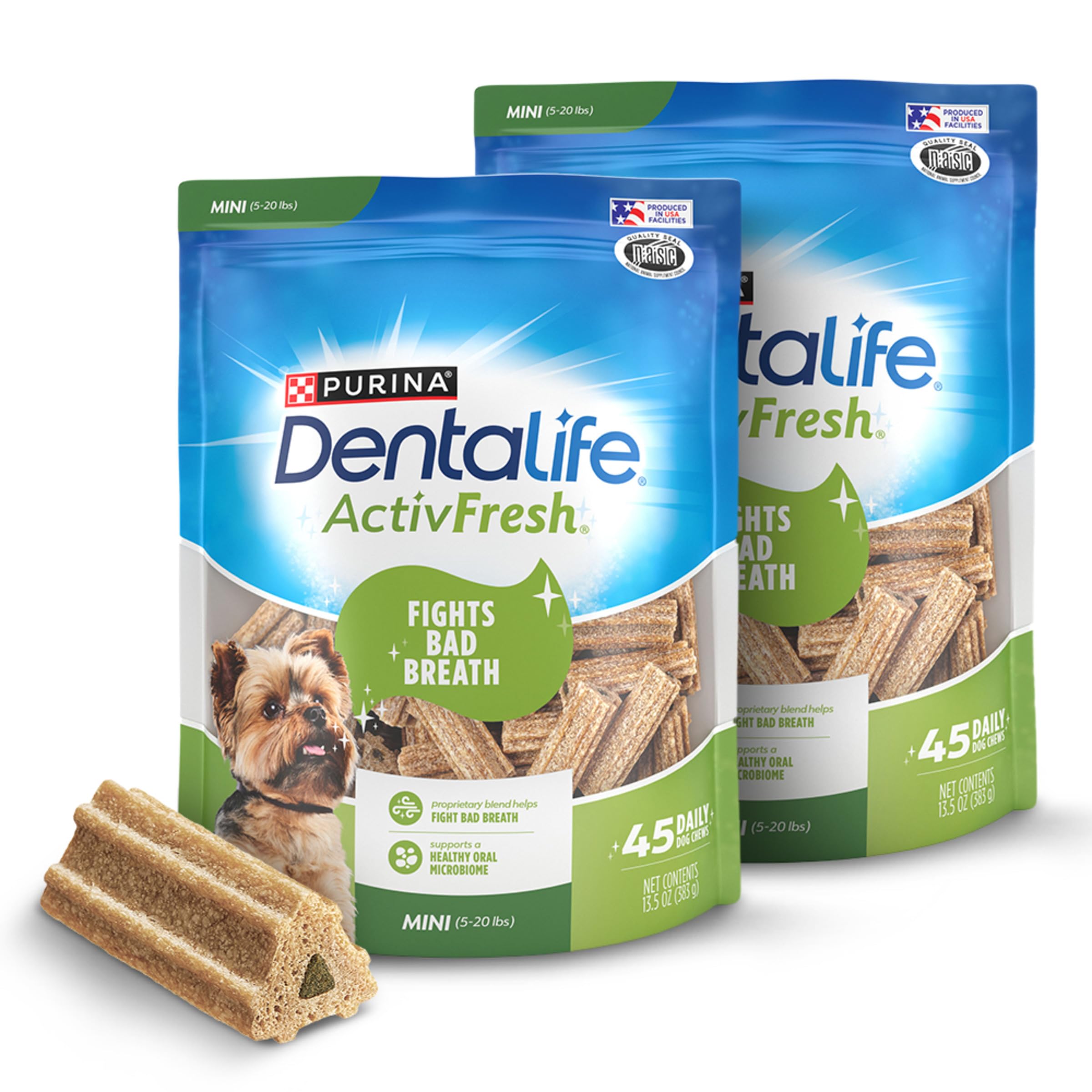 Dentalife ActivFresh outer-pack with two resealable pouches for small dogs routine