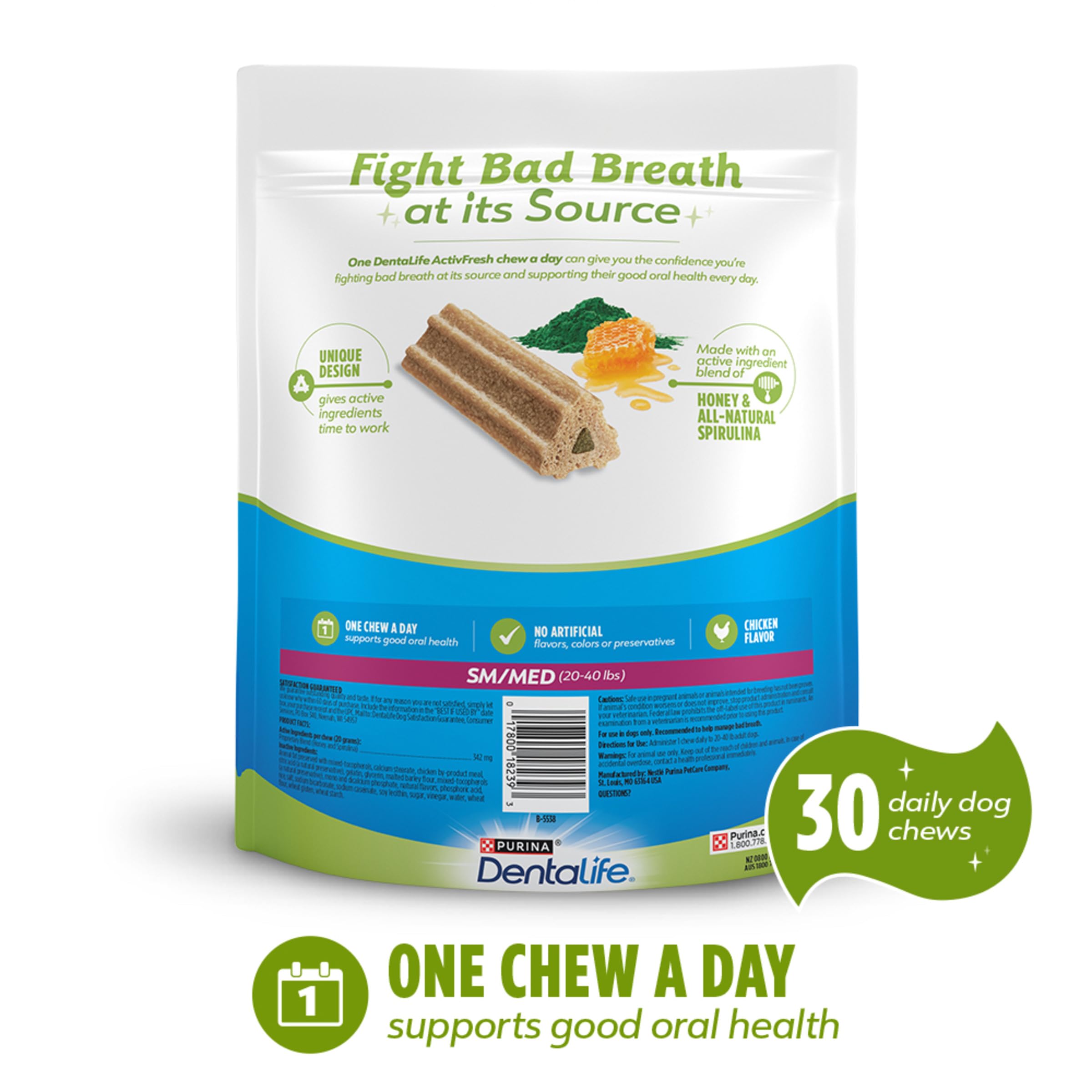 Dentalife ActivFresh resealable pouch front, easy storage and freshness preservation.