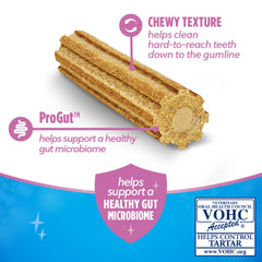 Dentalife Plus Digestive Support eight-ridge design close-up showing tartar-cleaning texture.
