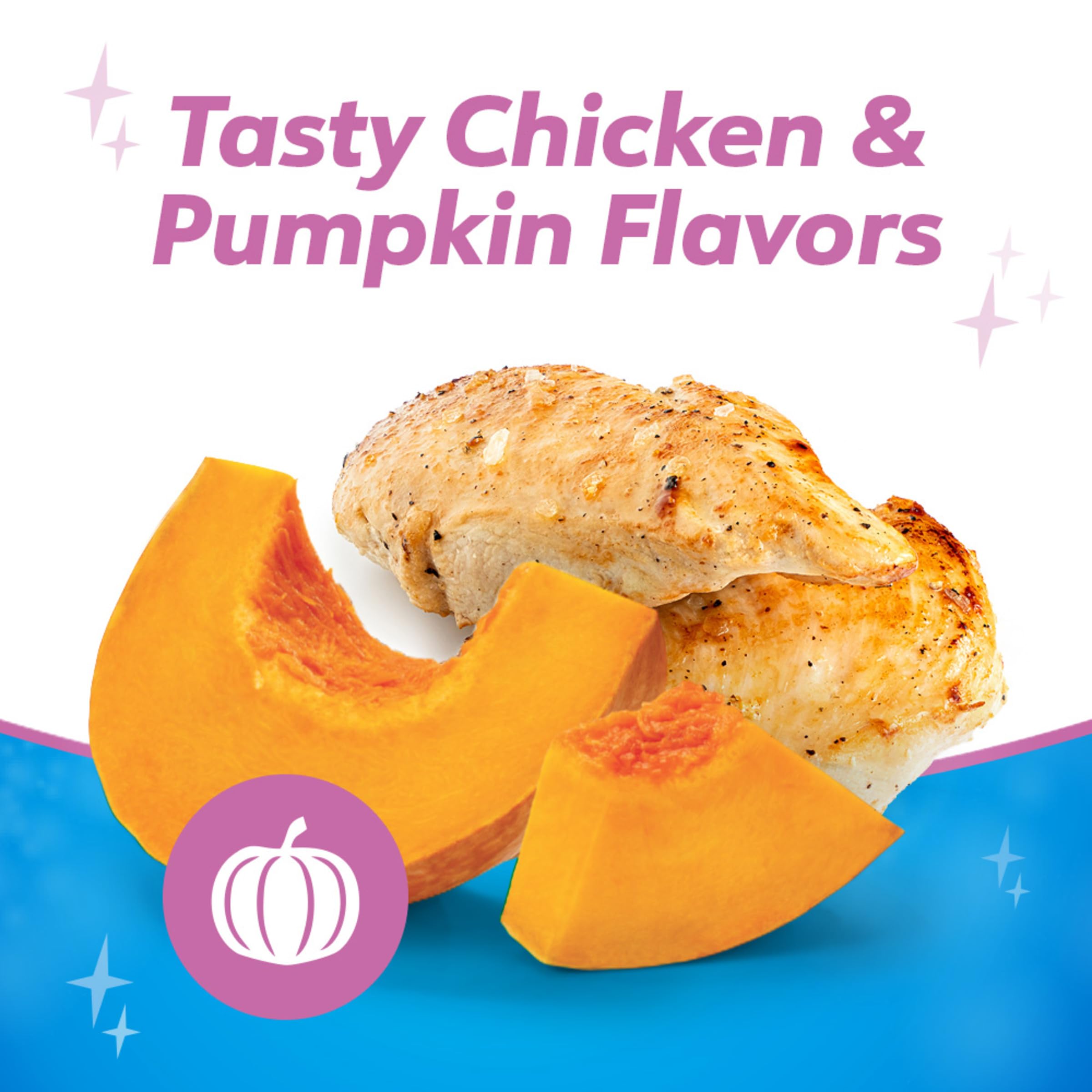 Dentalife Plus Digestive Support chicken-pumpkin flavor chews appealing to dogs.