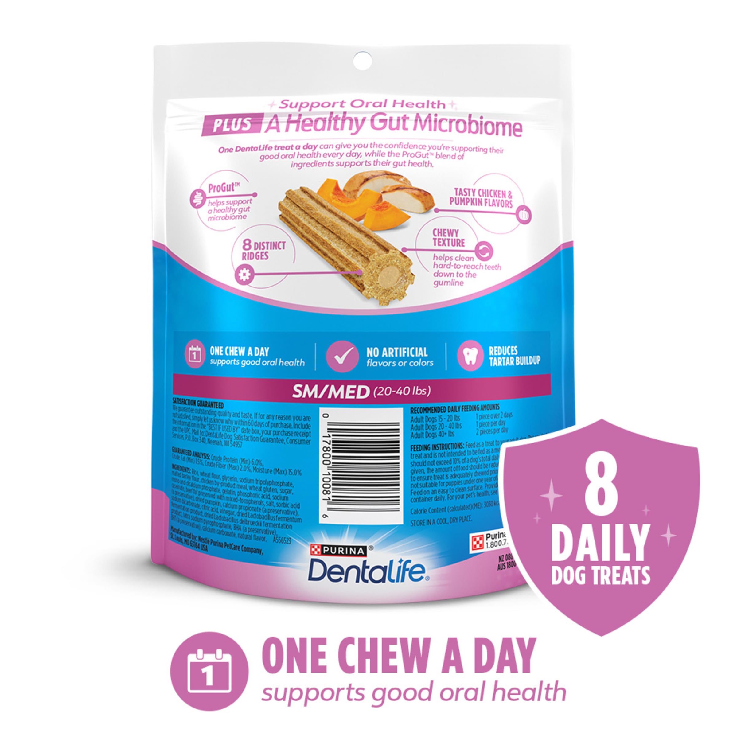 Dentalife Plus Digestive Support dog chewing close-up showing enjoyable texture and flavor.