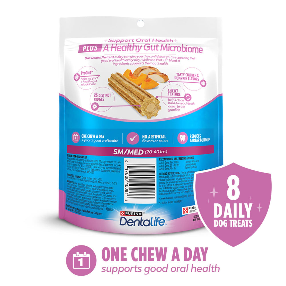 Dentalife Plus Digestive Support dog chewing close-up showing enjoyable texture and flavor.