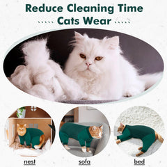 DENTRUN cat recovery suit close-up of soft fabric and stretch for comfort.