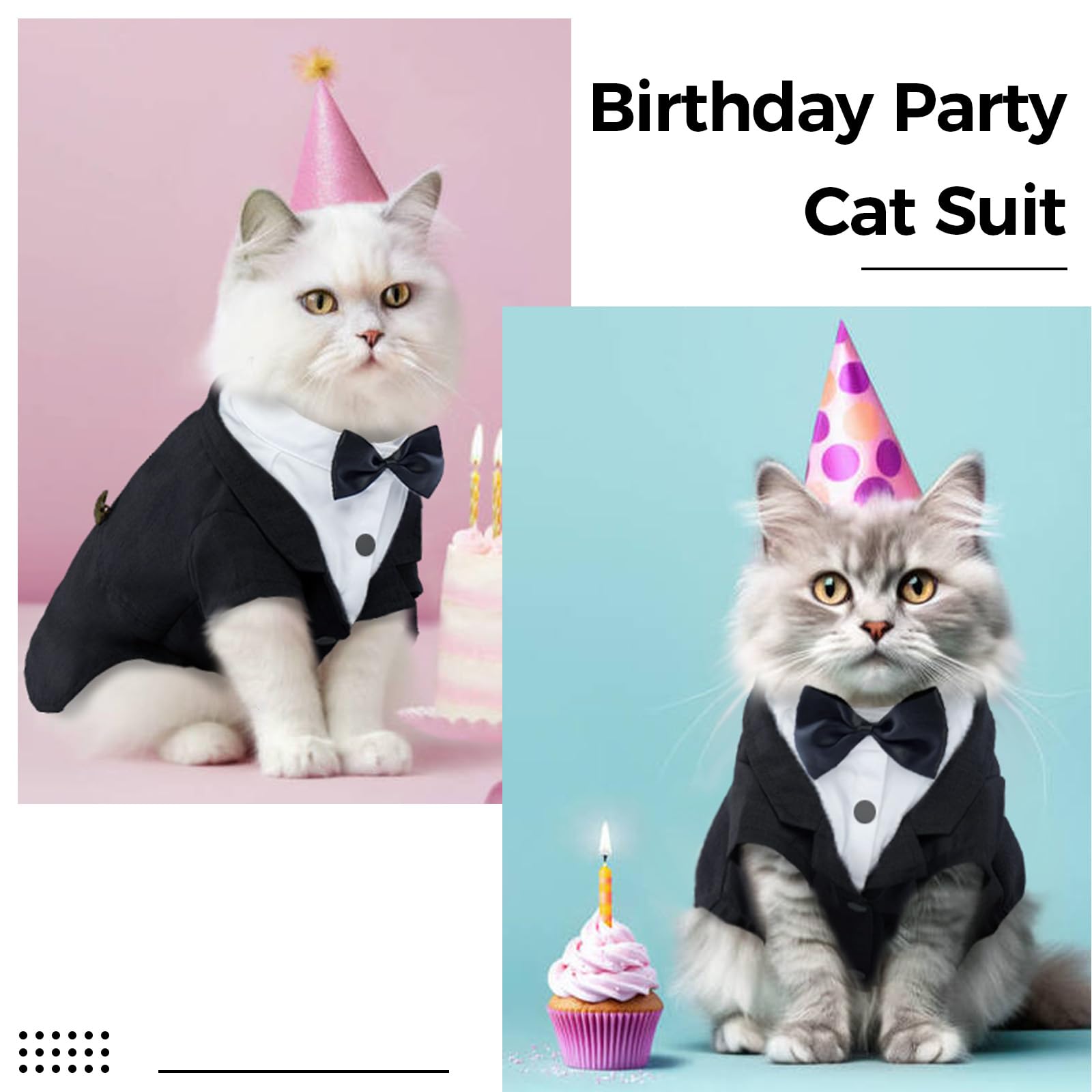 DENTRUN Cat Tuxedo Outfit bow tie detail for formal events
