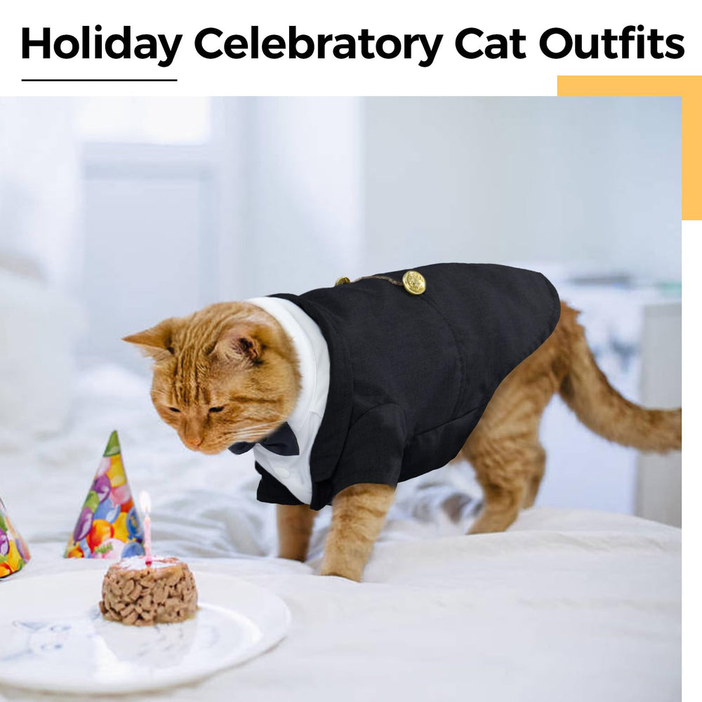 DENTRUN Cat Tuxedo Outfit worn on hairless cat demonstrating easy-wear