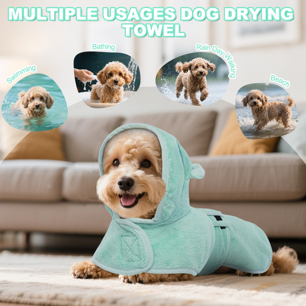 DENTRUN dog robes all-weather-shield supports outdoor adventures from rain to beach days.
