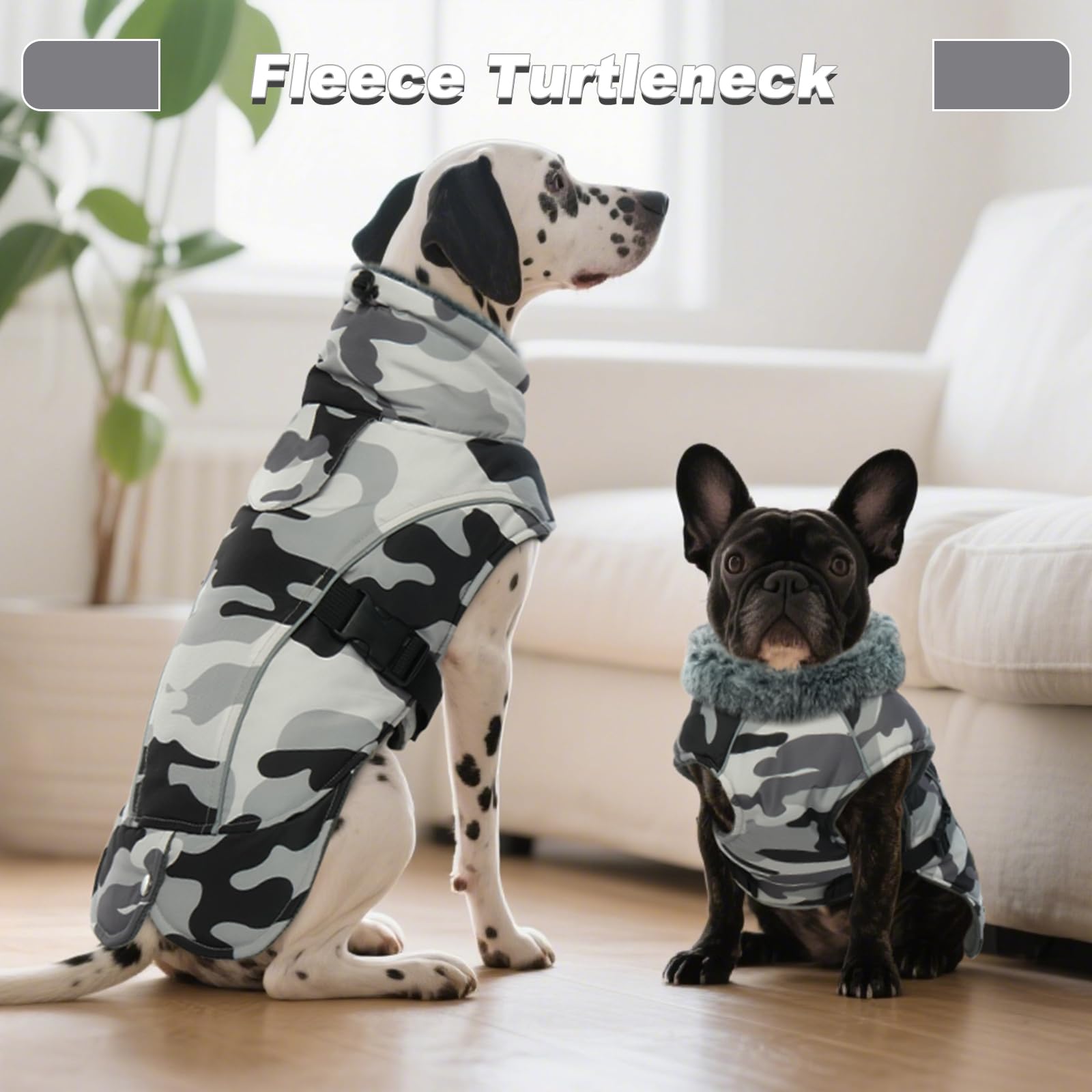 DENTRUN dog winter coat extended back coverage protecting belly and rear
