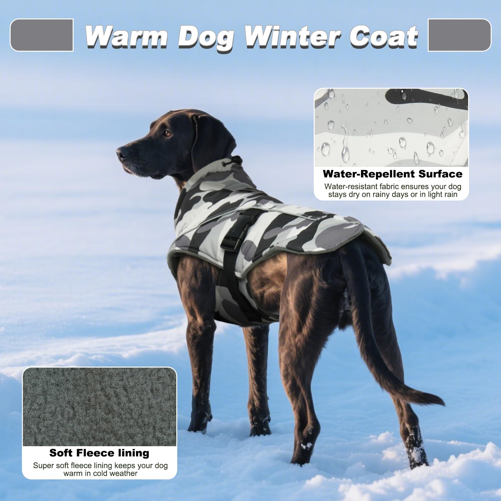 DENTRUN dog winter coat size L designed for larger breeds