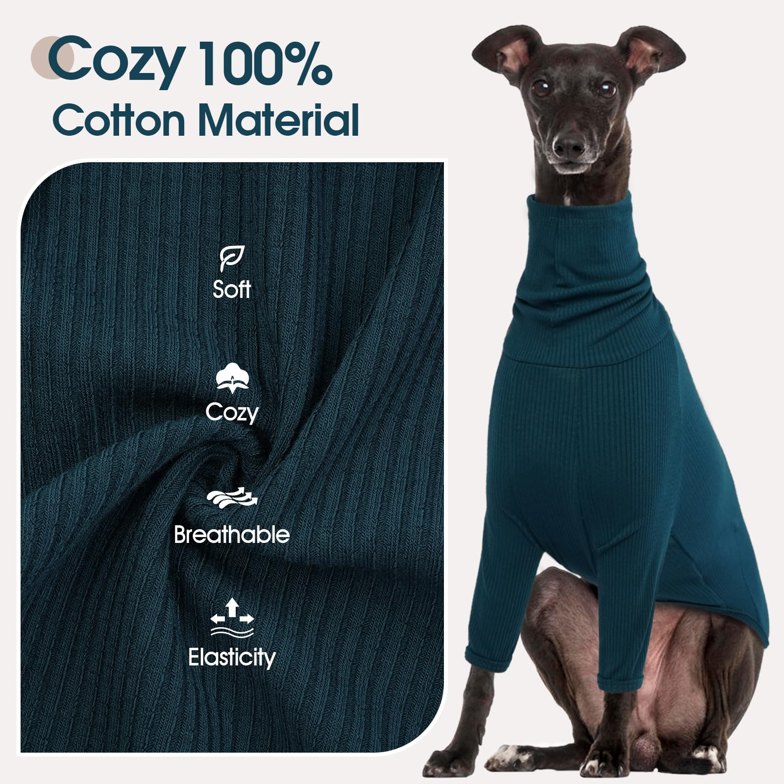 DENTRUN Italian Greyhounds Sweater side fit shows secure snug warmth for outdoor play.