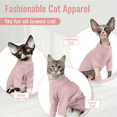 DENTRUN shirt back view for Sphynx cats; breathable warmth for daily wear.