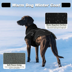 DENTRUN Winter Warm Dog Coat back view with reflective strips for nighttime safety