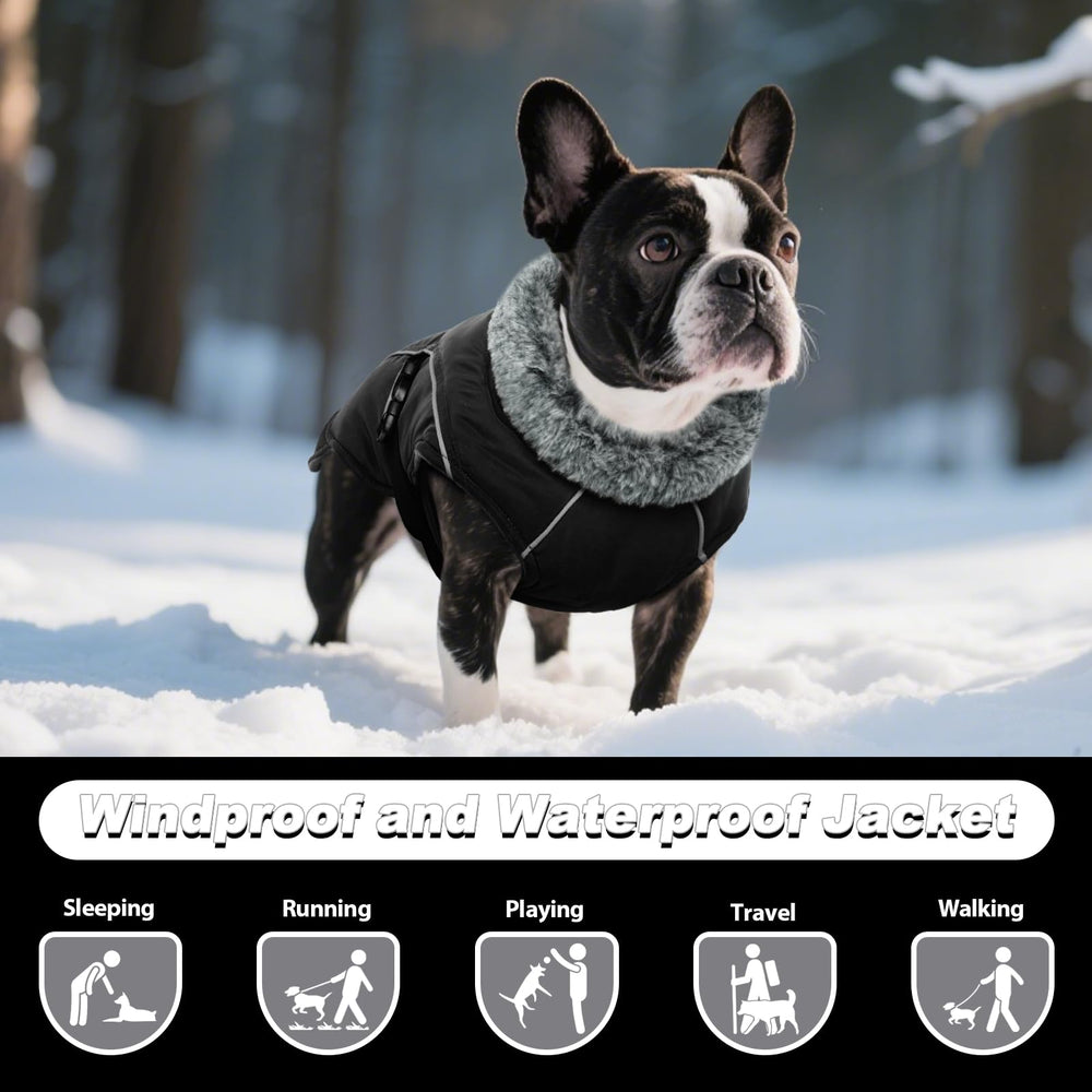 DENTRUN Winter Warm Dog Coat chest buckle closure showing easy on/off