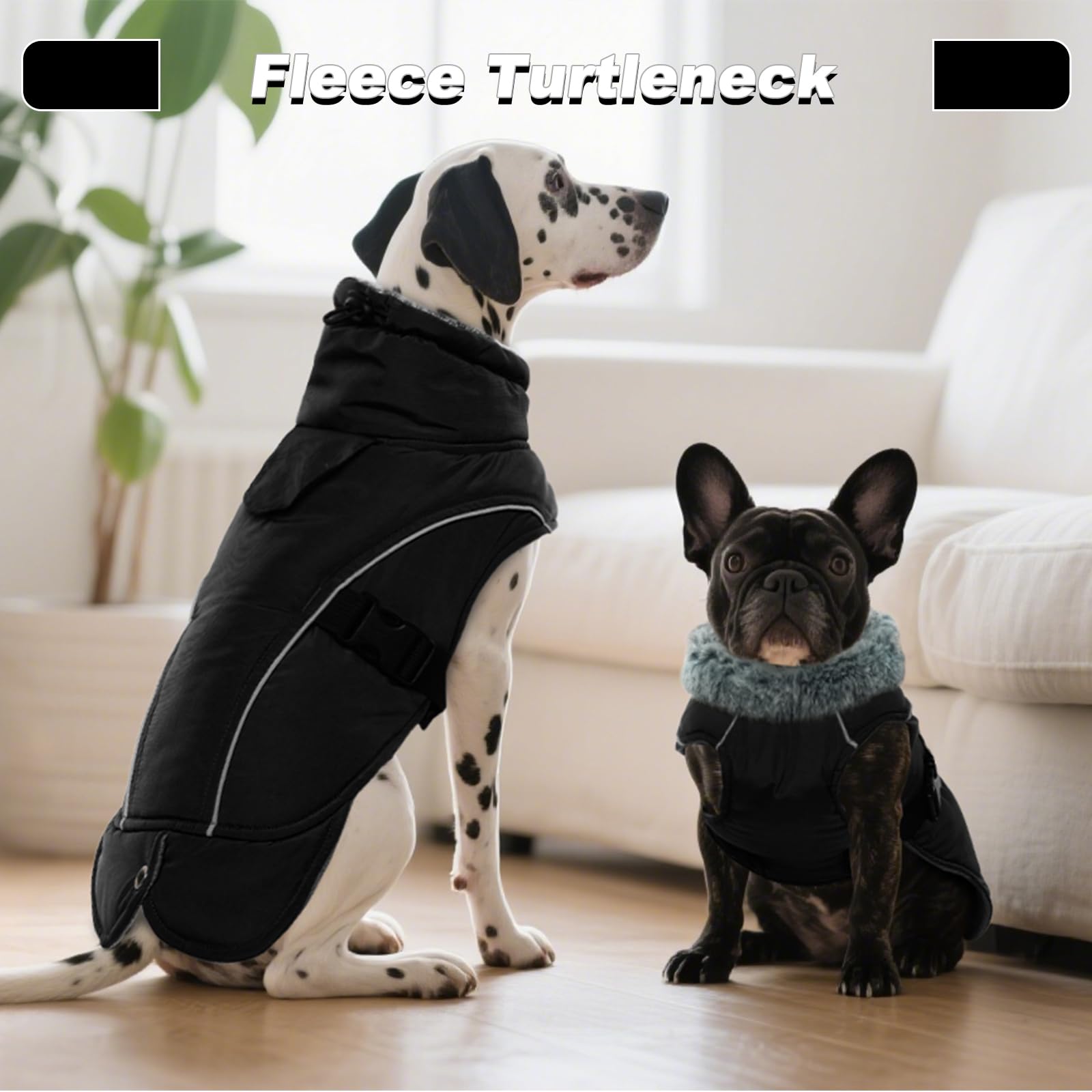 DENTRUN Winter Warm Dog Coat extended hem providing full-body warmth
