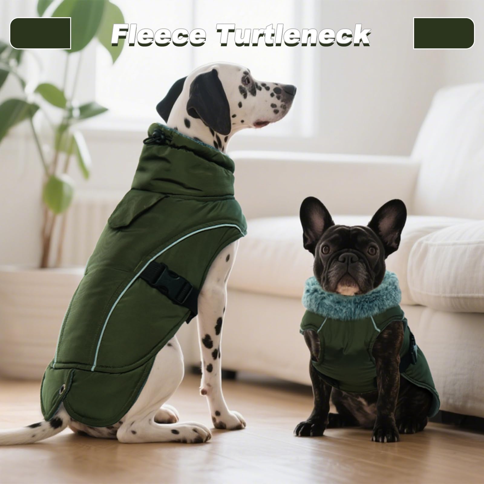 DENTRUN Winter Warm Dog Coat leash hole for harness attachments.