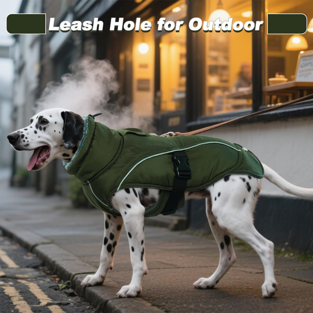 DENTRUN Winter Warm Dog Coat material closeup shows plush inner lining and durable shell.