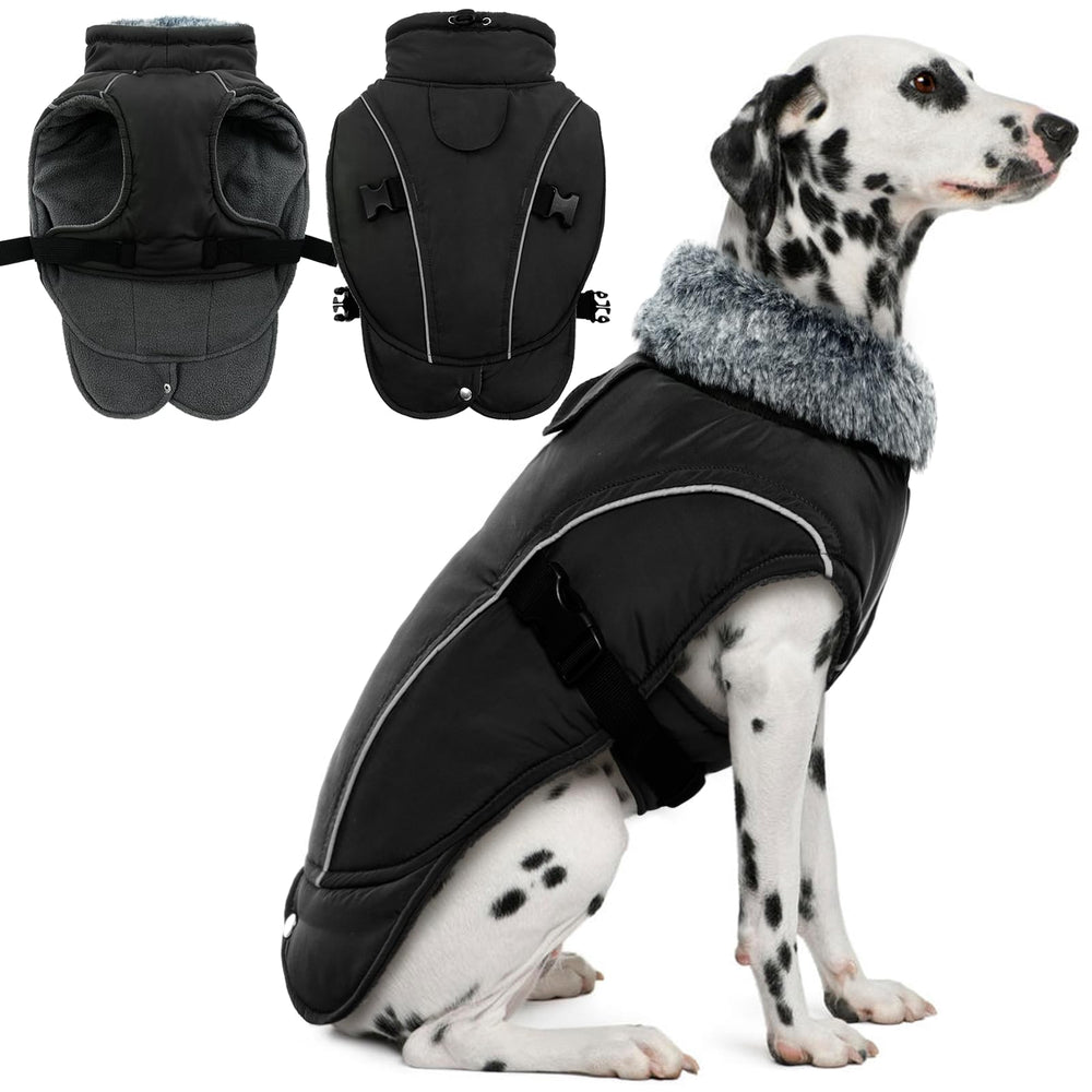 DENTRUN Winter Warm Dog Coat close-up of plush turtleneck delivering soft, cozy warmth