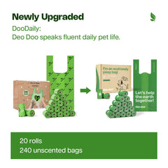 Deo Doo eco-friendly bags made with corn starch and recycled materials.