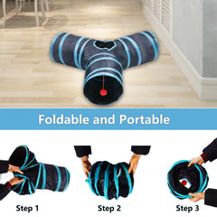 Deofun cat tunnel blue entrance-view shows spacious interior for curious pets.