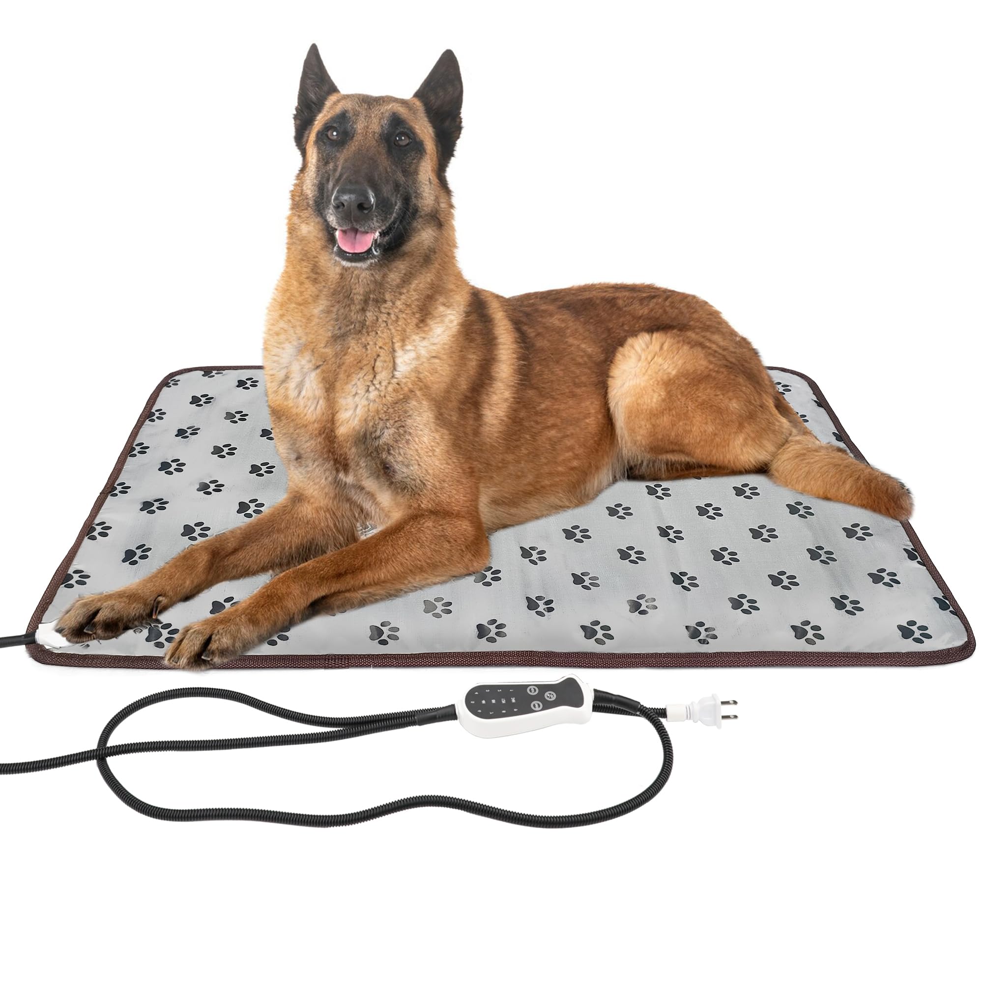 DEOMAN pet heating pad 34x21 large bed — cozy warmth for dogs and cats in a crate.