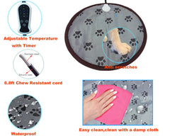 DEOMAN heating pad control panel highlights adjustable temperature and timer options.