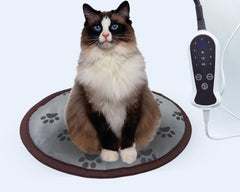 DEOMAN pet heating pad round 16in top view shows cozy warmth for small pets.