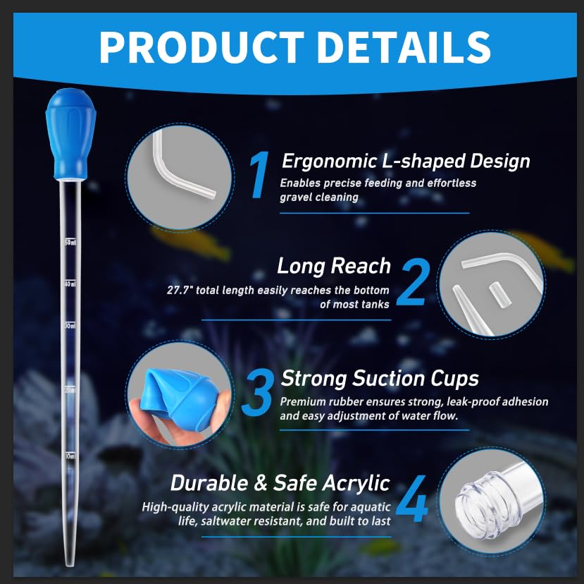 Depeew turkey baster for aquarium features fish-safe materials for gentle feeding.