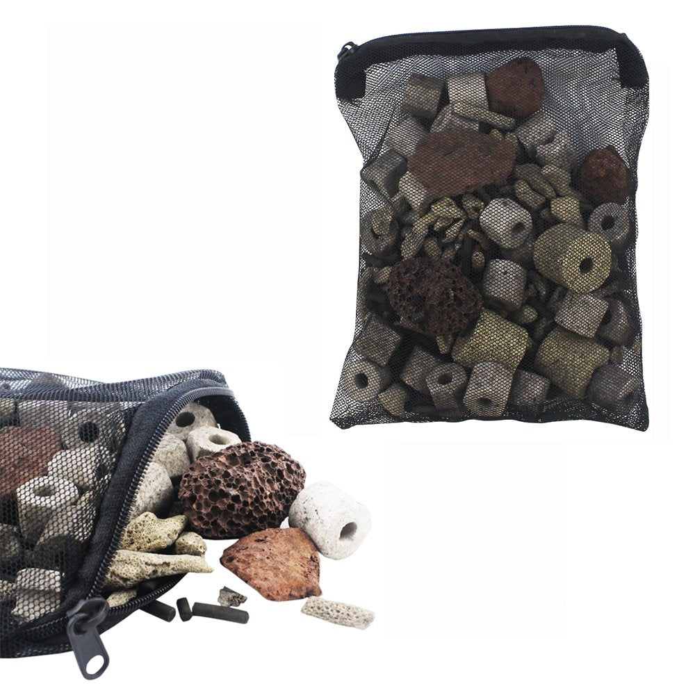 DEPEPE filter bags 1mm mesh holes tolerate coarser media like ceramic rings and carbon.