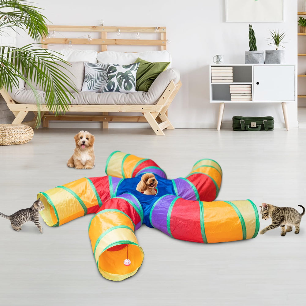 Depets cat tunnel opened dimensions 23.6 long by 9.8 diameter for larger cats