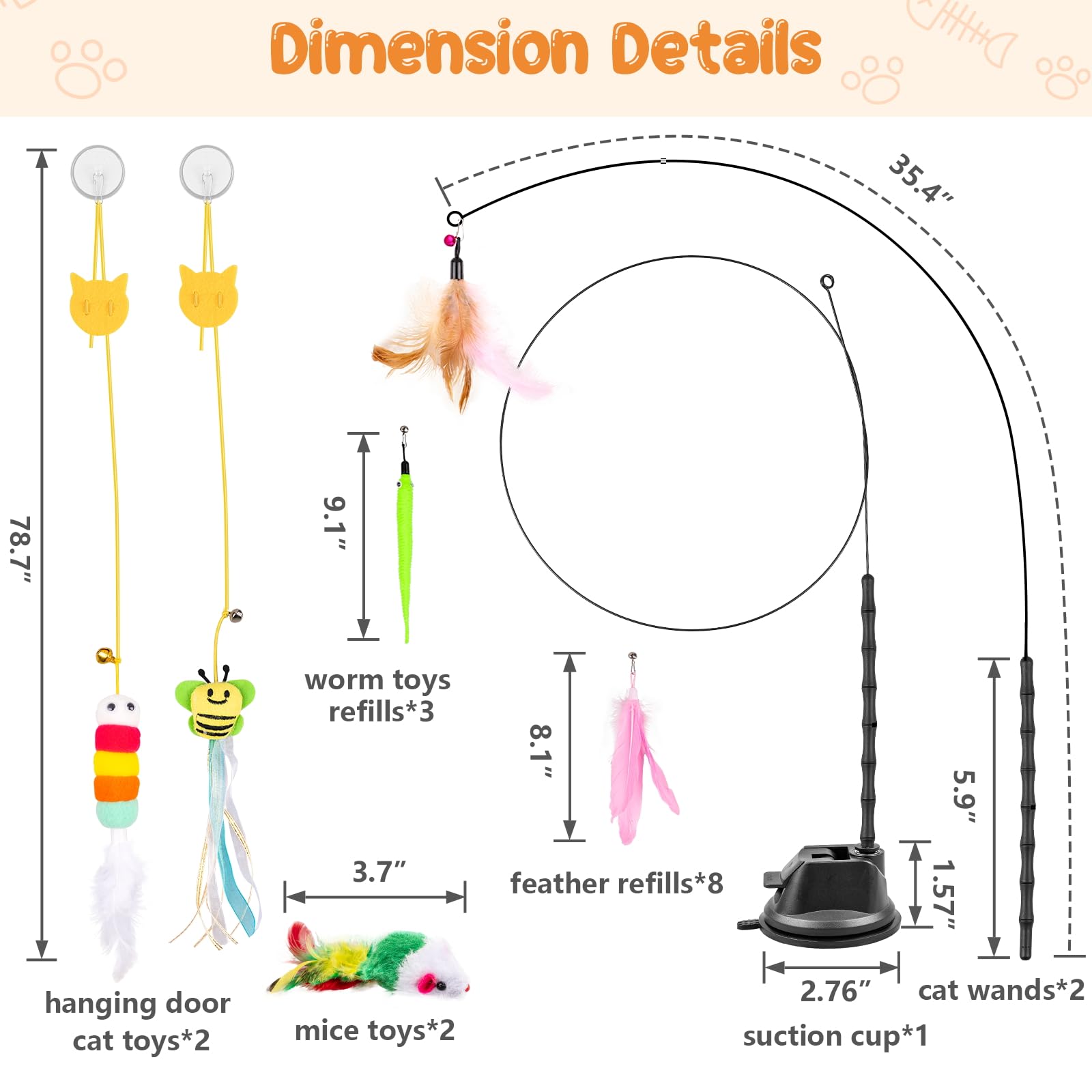 Depets Cat Wand Toy feather refills spark natural hunting instincts during indoor adventures.