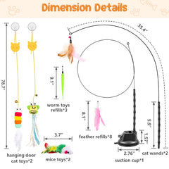 Depets Cat Wand Toy feather refills spark natural hunting instincts during indoor adventures.