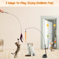 Depets Cat Wand Toy's suction cup holds steady for safe stationary play sessions.