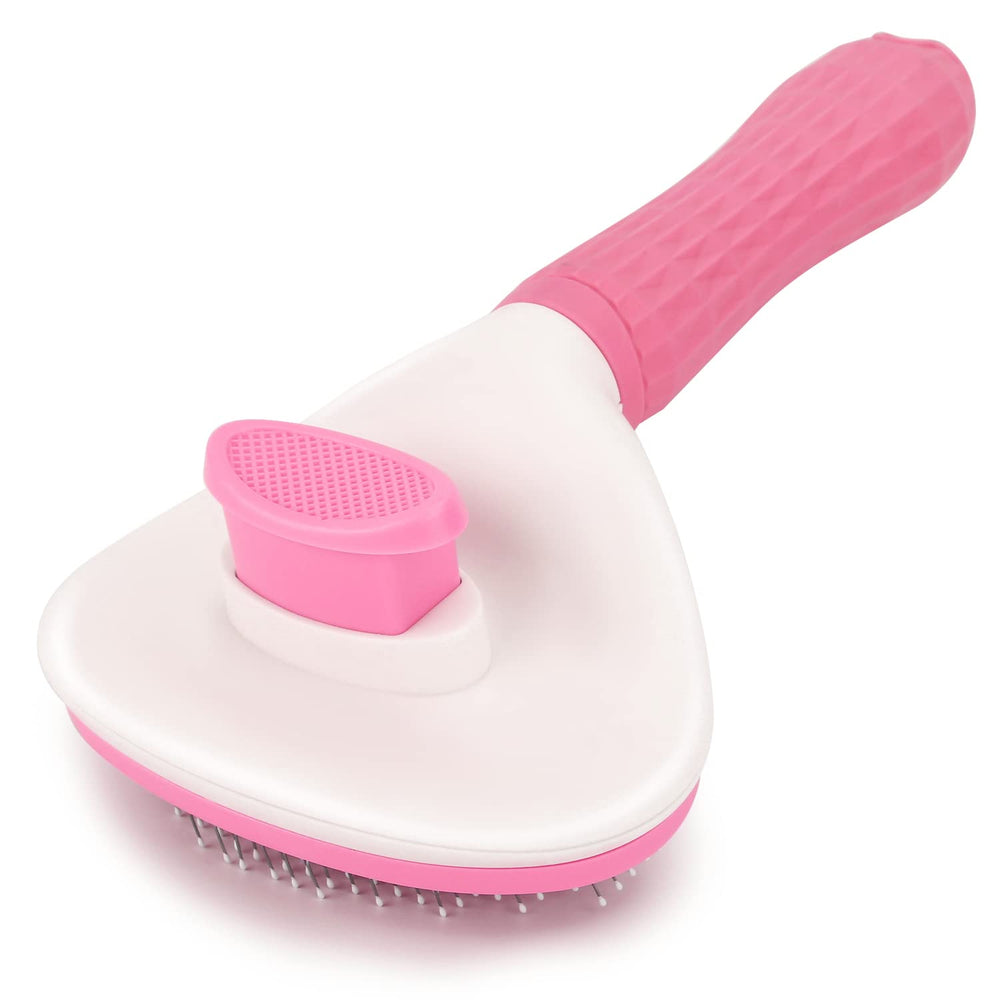 Depets self-cleaning slicker brush close-up shows precise bristles for shedding