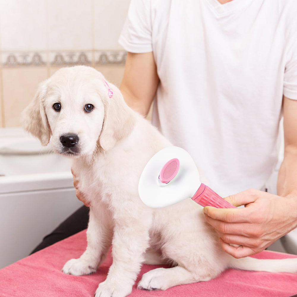 Depets self-cleaning slicker brush promotes bonding during grooming sessions