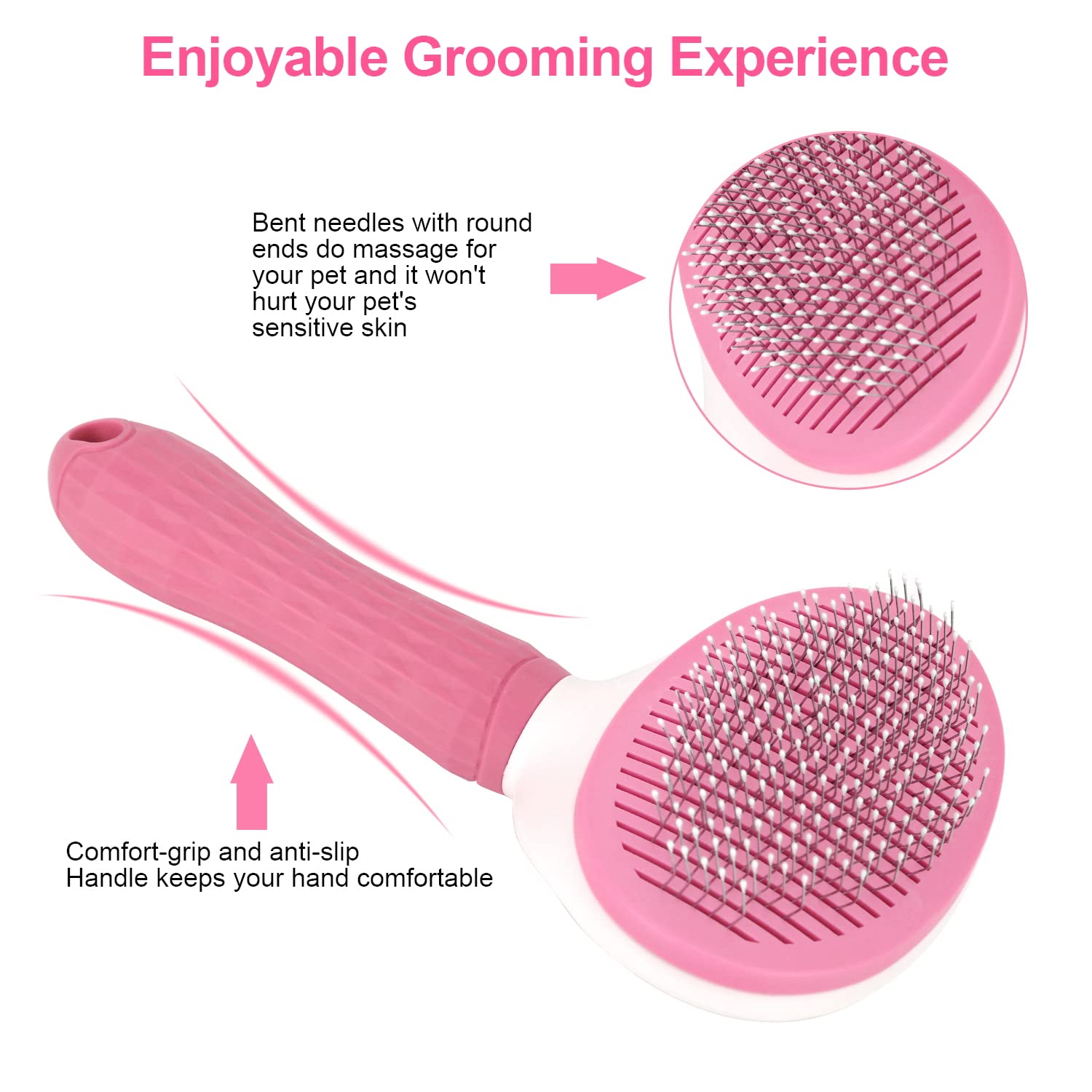 Depets self-cleaning slicker brush hair removal action captures loose fur efficiently