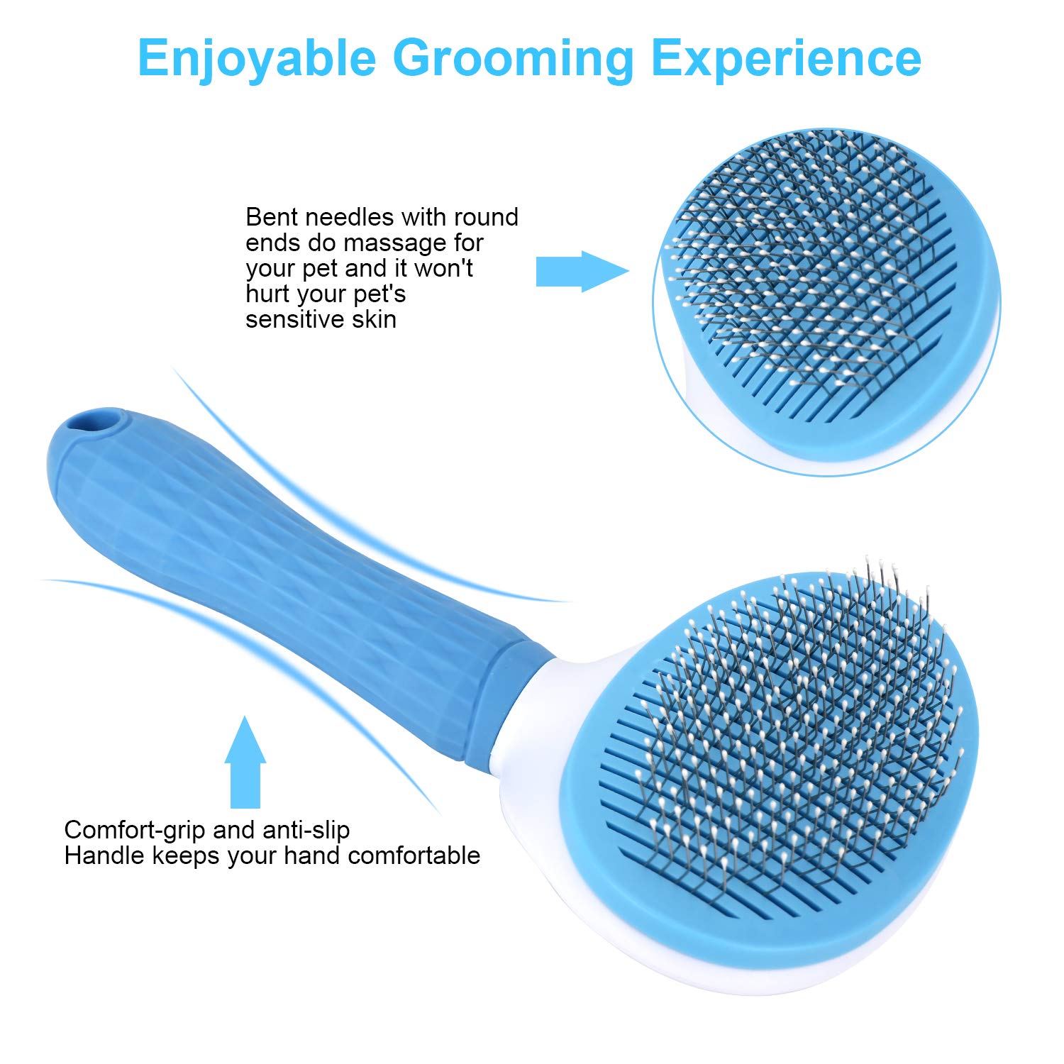Depets slicker brush demonstrates easy maintenance with one-click cleanup.