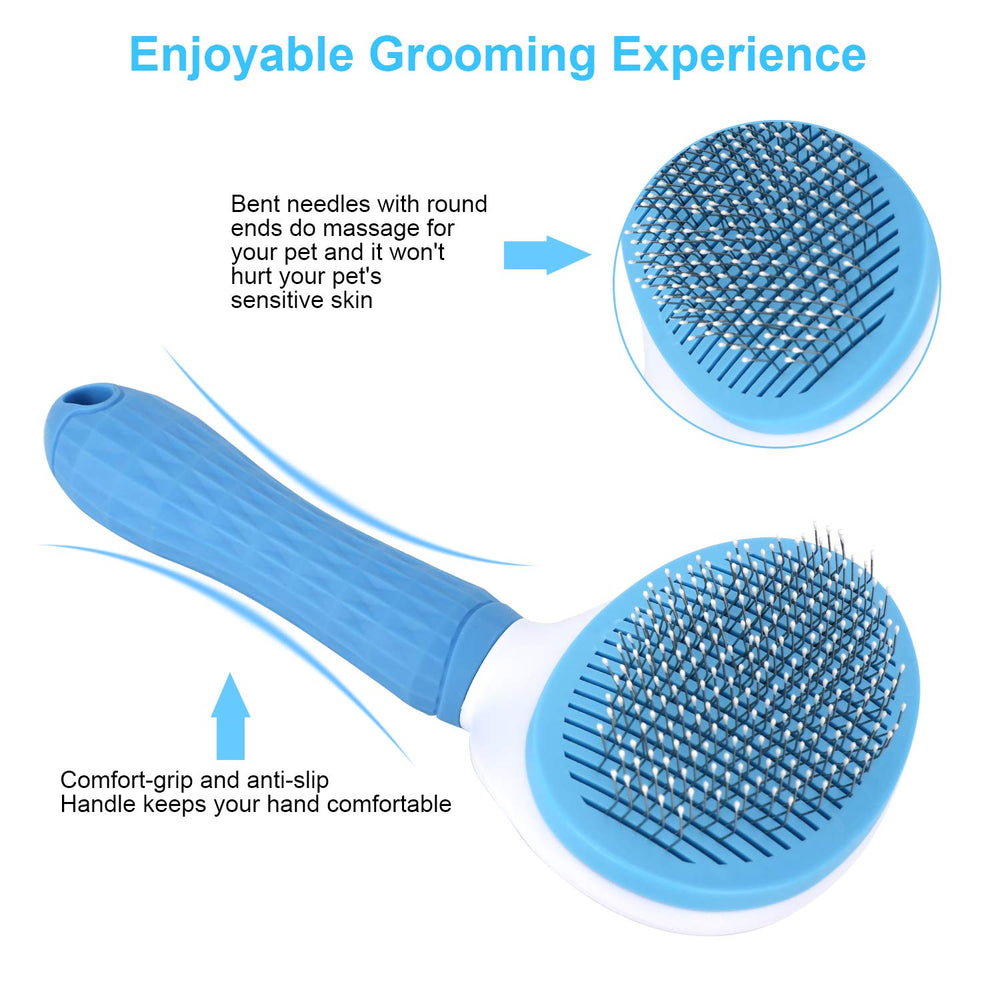 Depets slicker brush demonstrates easy maintenance with one-click cleanup.