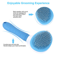 Depets slicker brush demonstrates easy maintenance with one-click cleanup.
