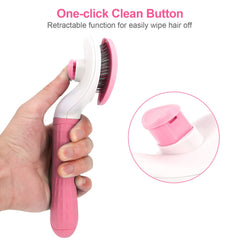 Depets self-cleaning slicker brush one-click cleaning demonstration for easy maintenance