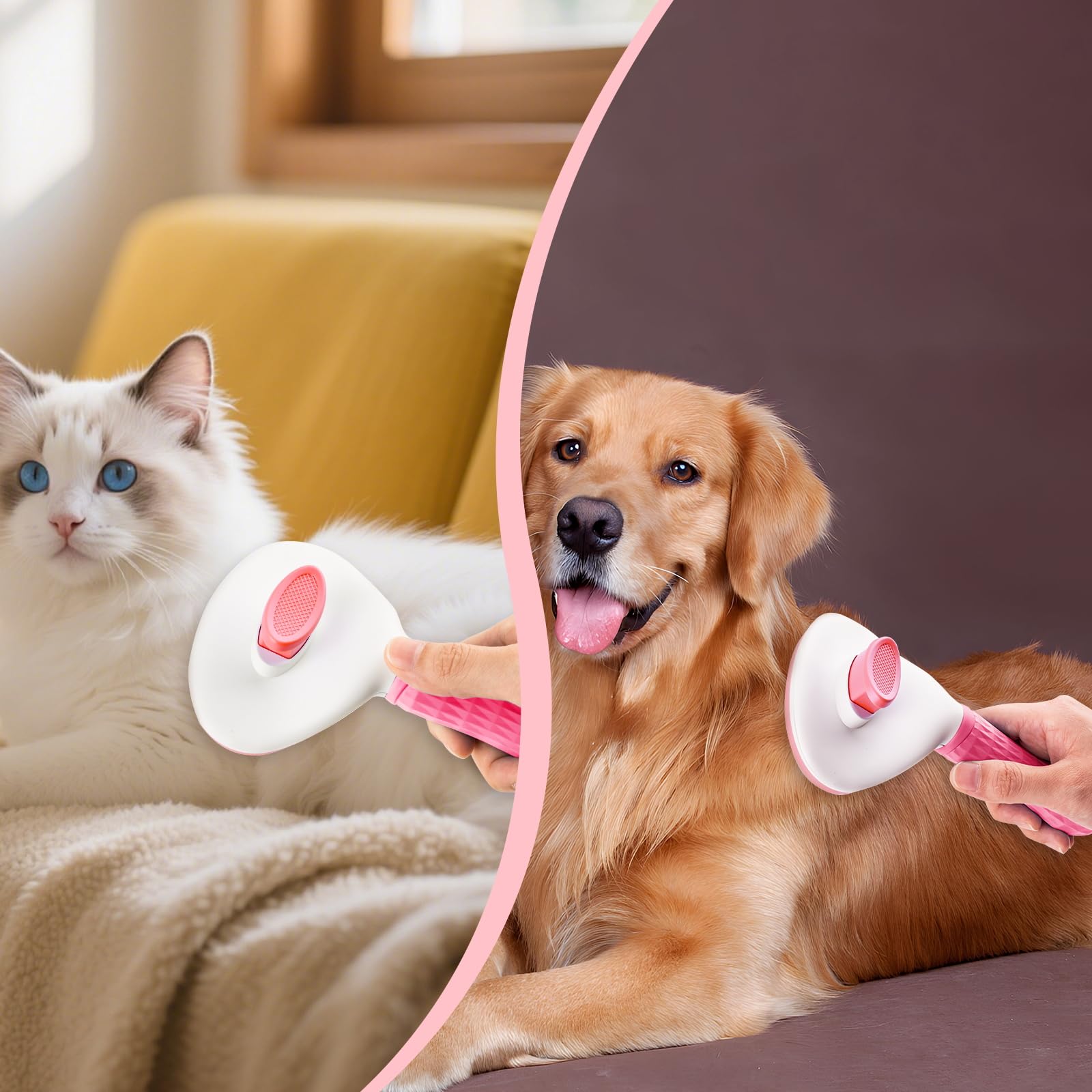 Depets self-cleaning slicker brush pet massage feature enhances grooming experience