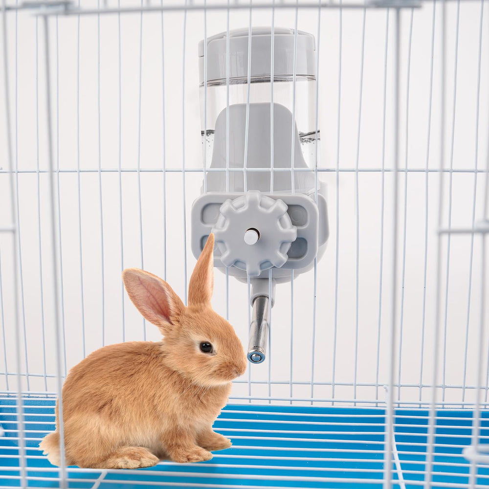 Depets water bottle in use with hamster shows secure cage mounting.