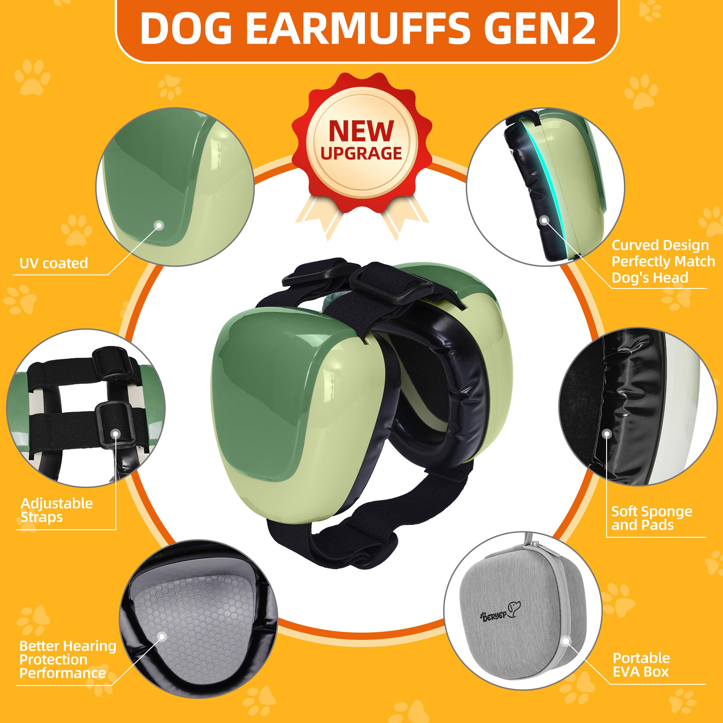derYEP dog earmuffs GEN2 nocturne grey lightweight storage for easy portability.
