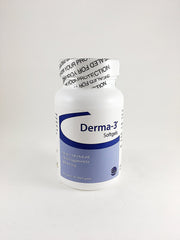 Derma-3 Softgels bottle supports skin and coat health for medium breed dogs
