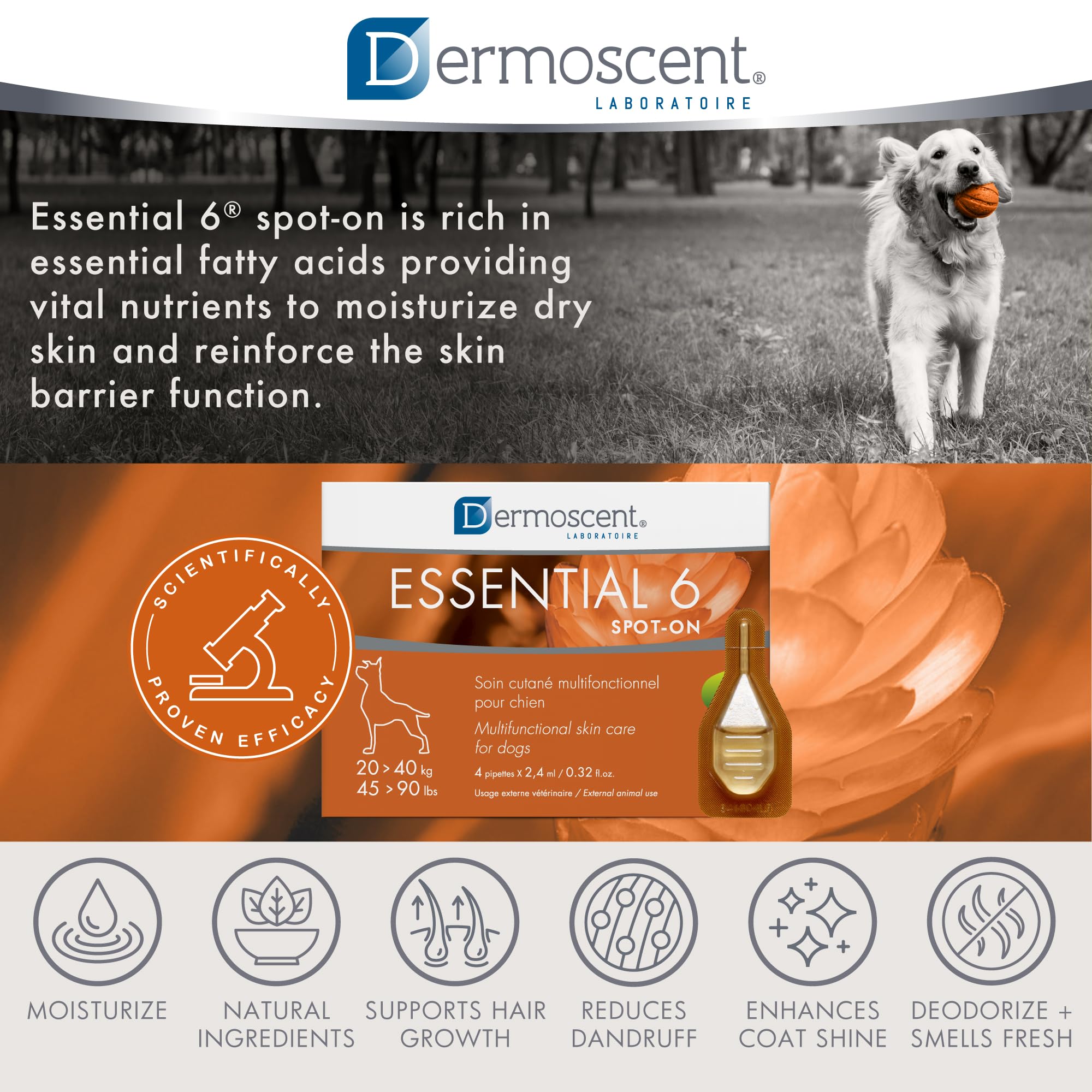 Dermoscent Essential 6 multifunctional skincare for all skin and hair types.