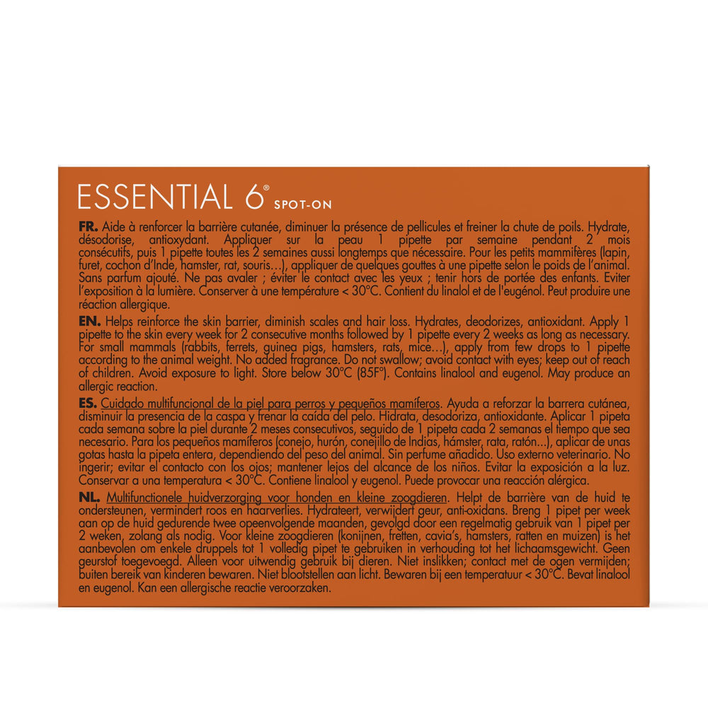 Dermoscent Essential 6 four-pipette packaging communicates compact care for ongoing use.
