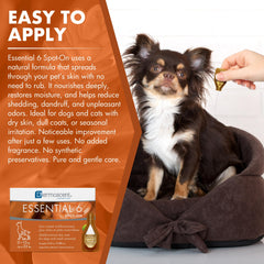 Dermoscent Essential 6 natural ingredients image featuring hemp and neem oils for plant-based care.