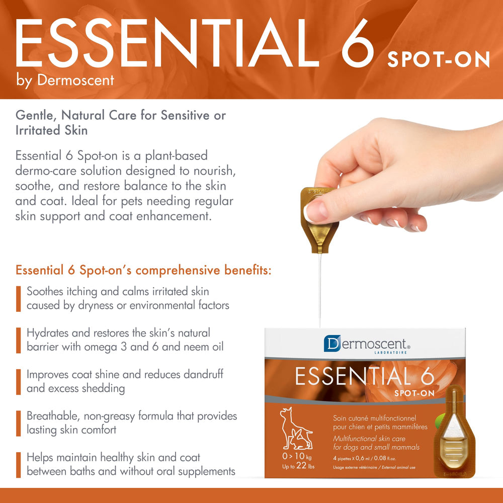Dermoscent Essential 6 skin and fur shine highlighting a glossy coat and conditioned skin.