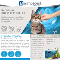 Dermoscent Essential 6 Spot On coat shine presentation highlights healthier fur and smoother texture