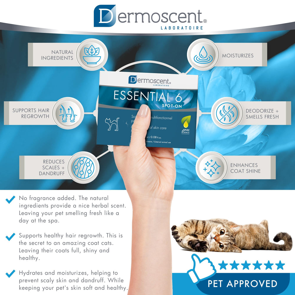 Dermoscent Essential 6 Spot On deodorizing action supports a fresher smelling home and cat
