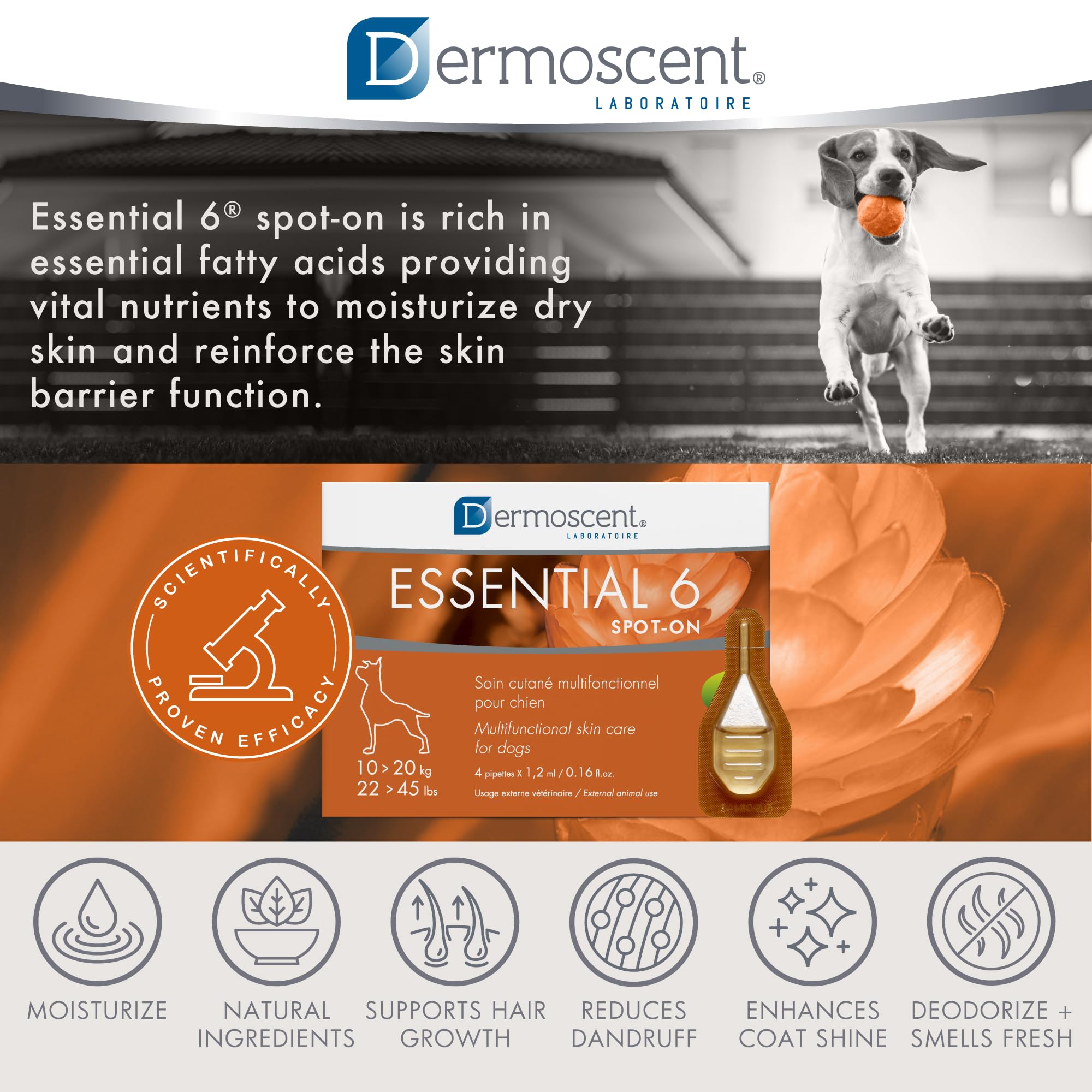 Dermoscent Essential 6 veterinarian-formulated solution for sensitive skin